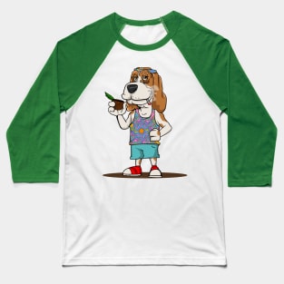 Hippie basset hound dog Baseball T-Shirt